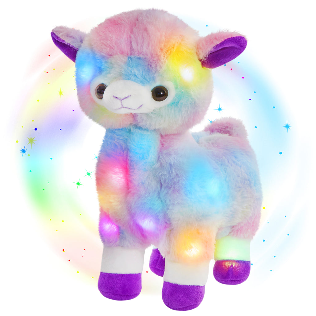 Glow Guards 12'' Light up Rainbow Alpaca Soft Plush Toy Stuffed - Glow Guards