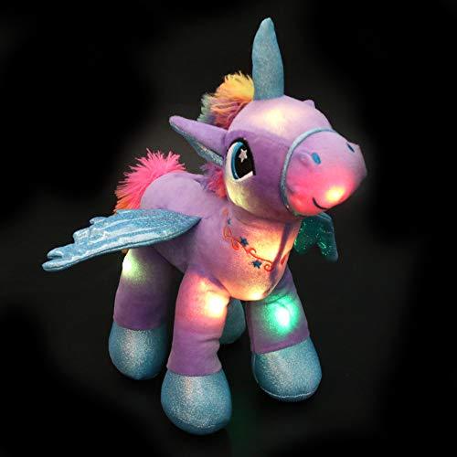 Glow Unicorn Light Up Stuffed Animal Soft LED Horse Plush Toy, 17'', Houwsbaby