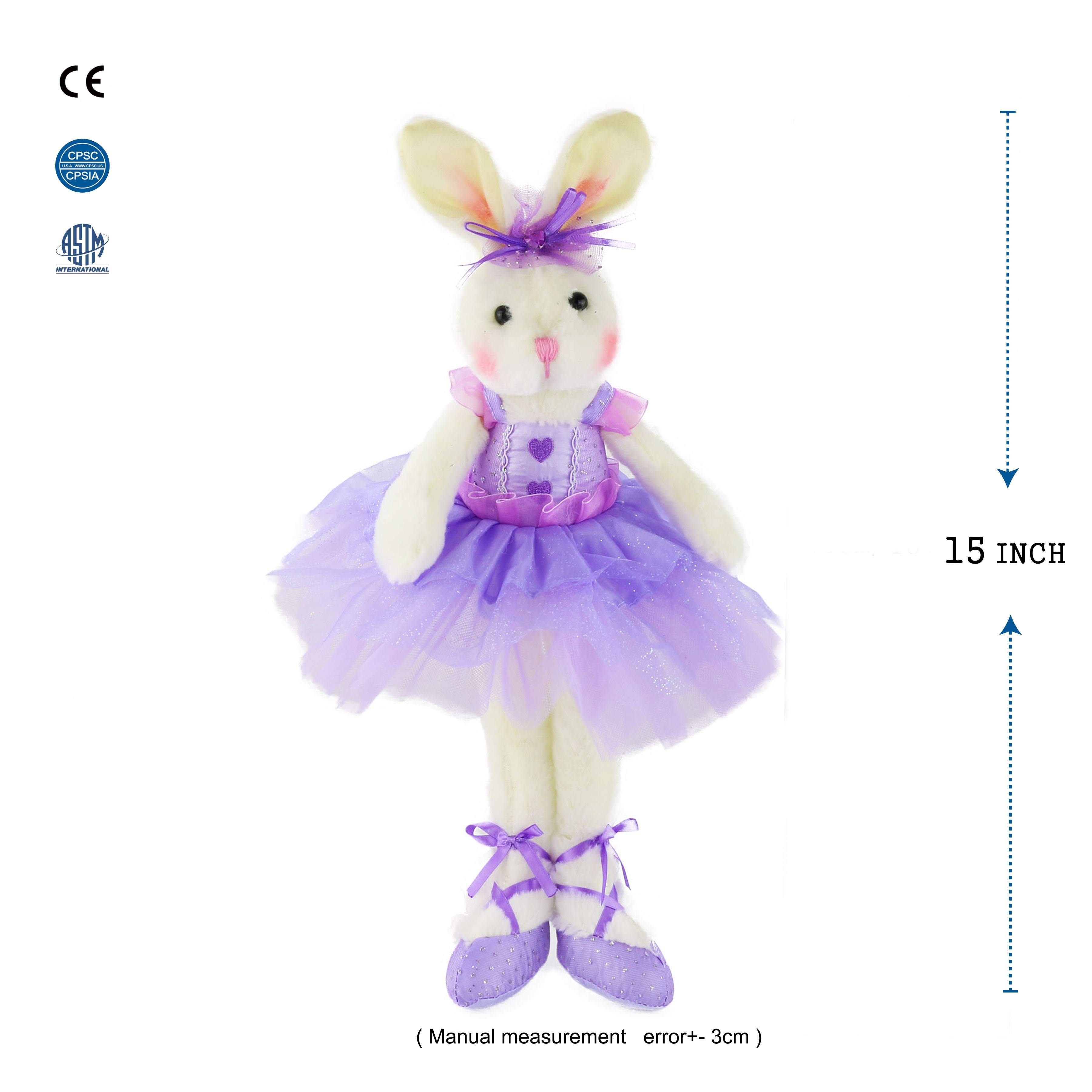 ballerina rabbit bunny stuffed animal 15-inch pink/purple | Bstaofy - Glow Guards