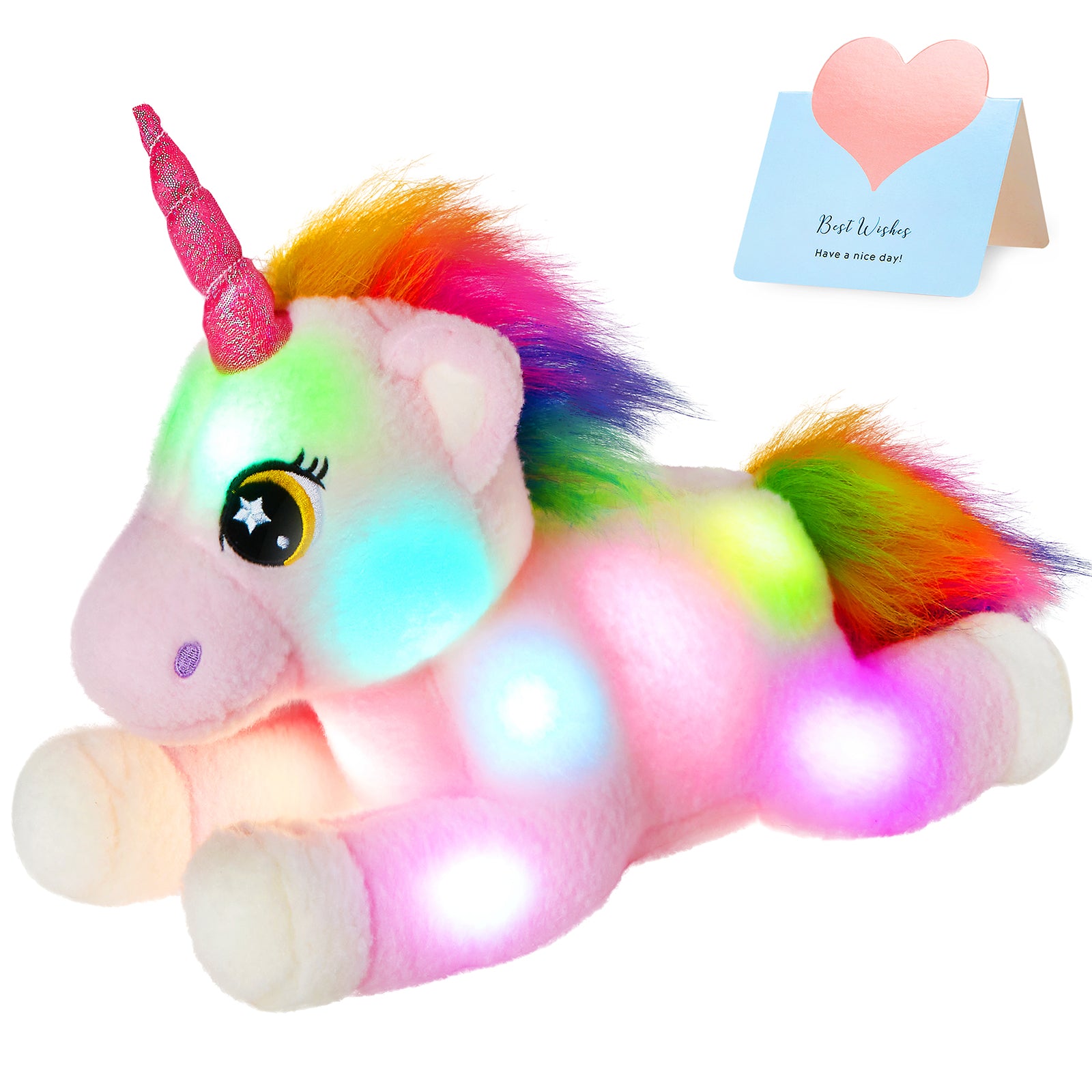 Bstaofy Light up Unicorn Stuffed Animals Glow Adorable Plush LED Toys