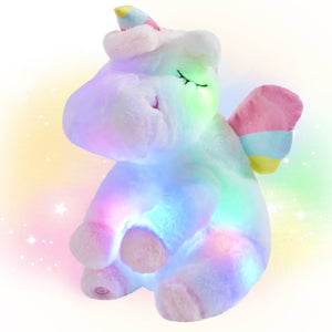 Athoinsu Light up Unicorn Soft Plush Toy LED Stuffed Animals