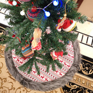 36’’ luxury knitted Christmas tree skirt with faux fur | Bstaofy - Glow Guards